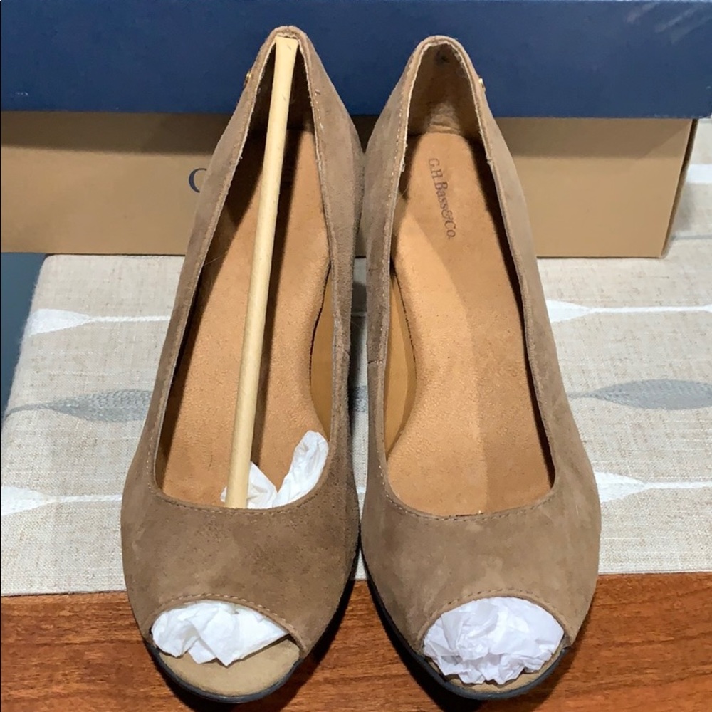 Bass Taupe Suede High Heel Shoe